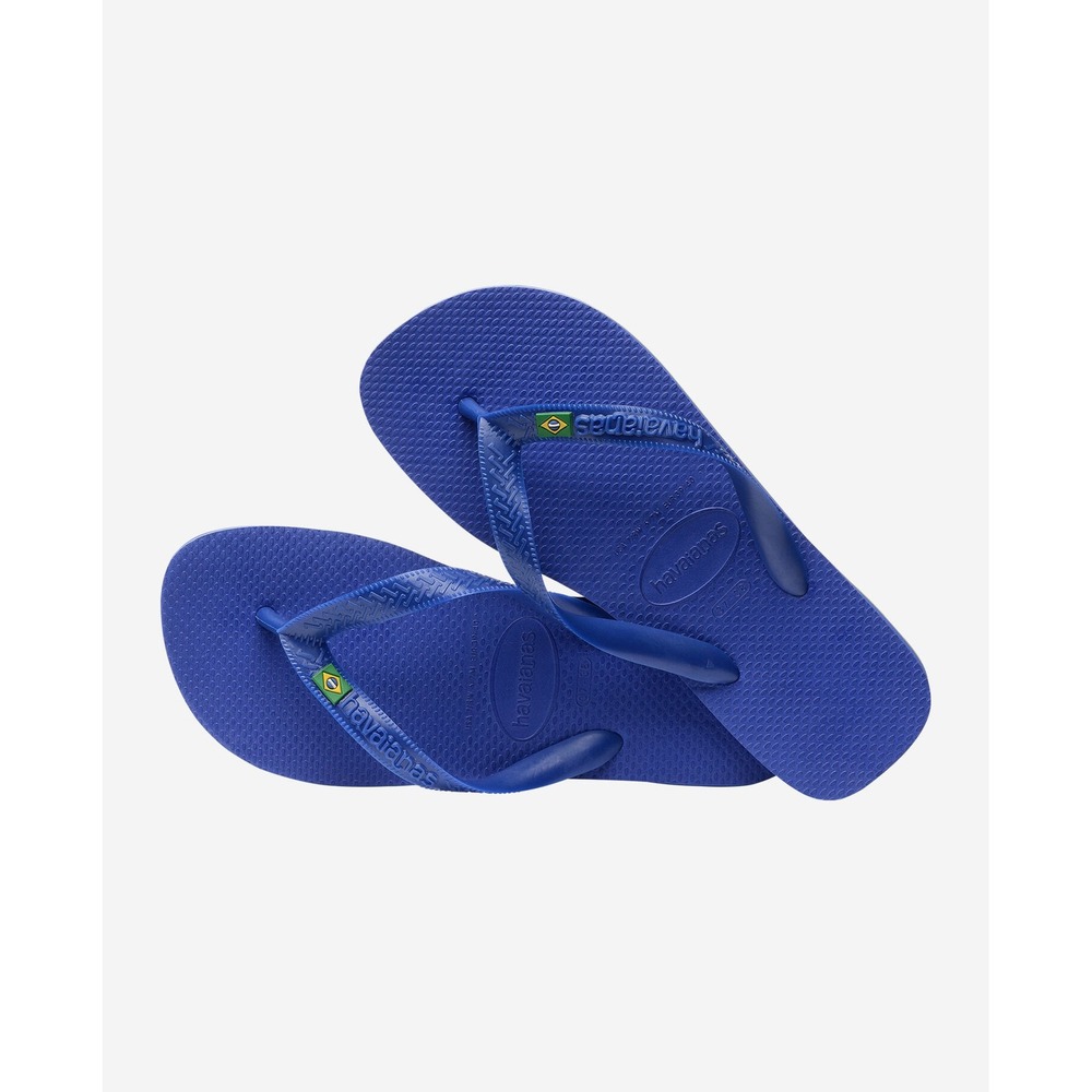 Havaianas Brasil Logo Flip Flops Royal Blue Rubber Sandals Womens 9 10 Beach